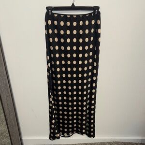 a new day Black Maxi Skirt with Cream Polka Dots